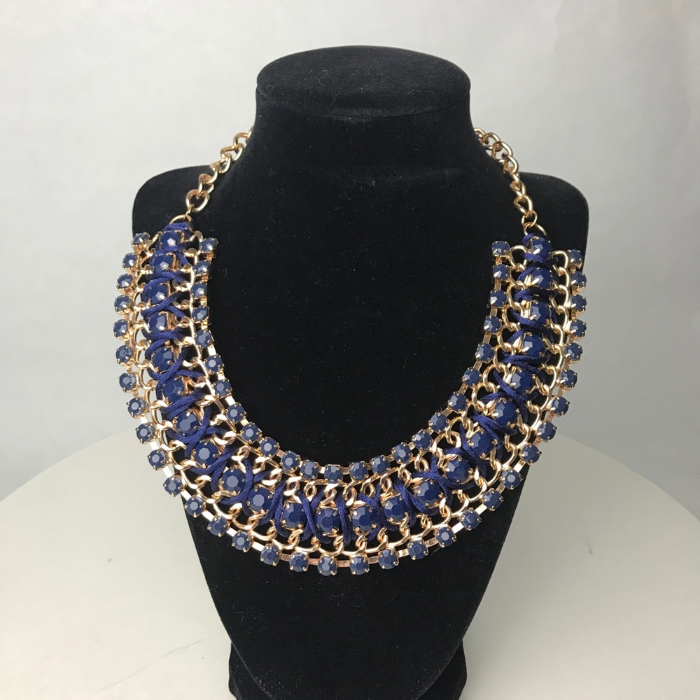 Navy Blue Fashion Bib Necklace